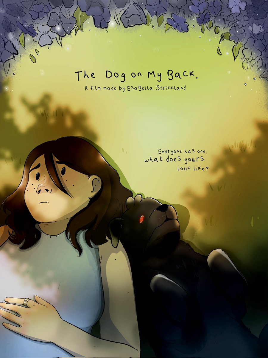 EsabellaKarena's tweet image. My new short film animation poster &quot;the dog on my back&quot; #MentalHealthAwareness #MentalWellness #animation