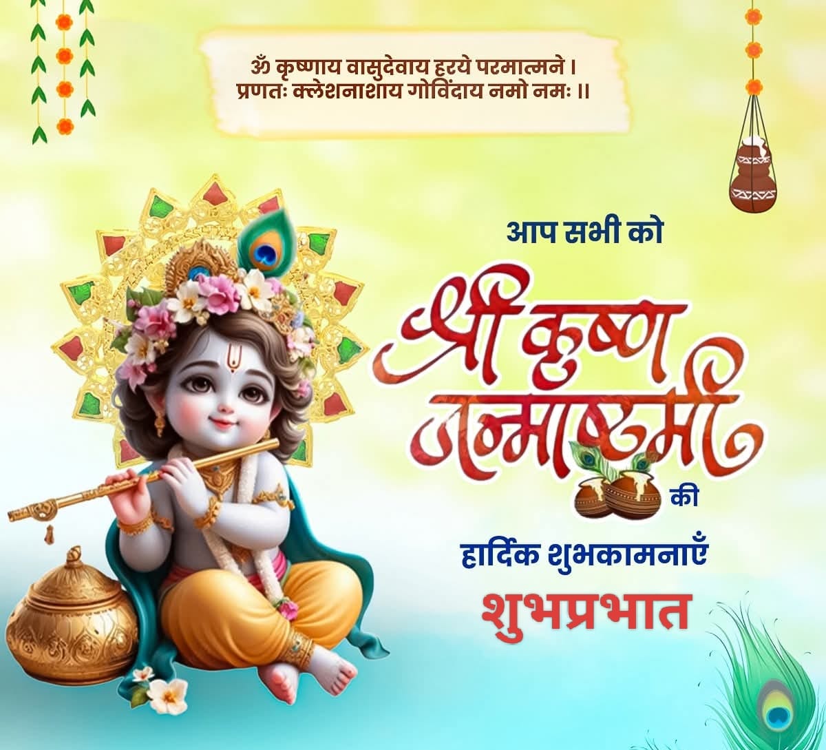 "शुभ जन्माष्टमी"
ॐ श्रीकृष्णाय वासुदेवाय हरये परमात्मने। प्रणत:क्लेशनाशाय गोविन्दाय नमो नमः।।" 
जय श्री राधे🙏🚩