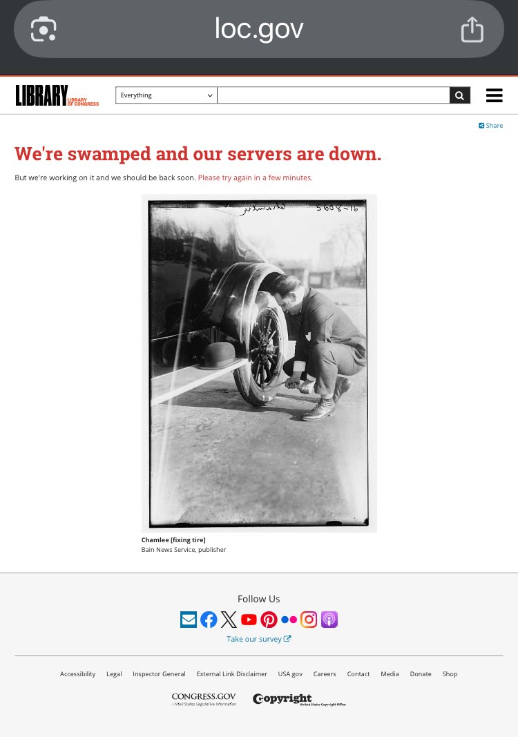 The Library of Congress website is down
