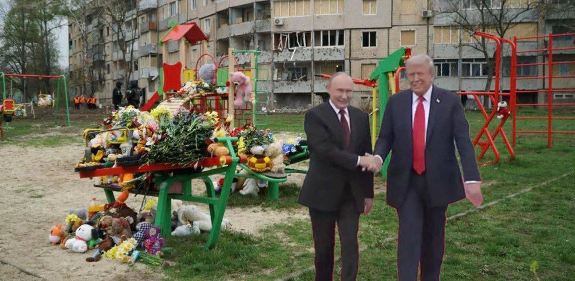 In fact, the whole circus looks like this:

The president of a country defending itself is "accused of something" because of his suit. The president of a country that kills children and rapes women is given the red carpet treatment.