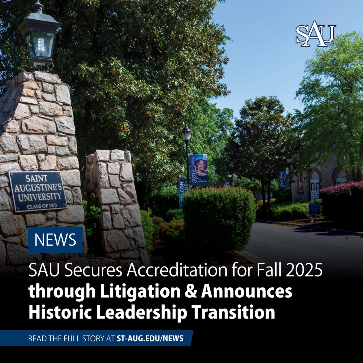 BREAKING: SAU remains accredited. 🎓
Injunction granted. Classes start Sept. 2.
Thanks to former Chair Brian Boulware ’95 for his leadership—continuing on as Trustee. 
New Board Chair: Sophie Gibson. Vice Chair: V. Lynnette Mitchell ’89. #BelieveInSAU