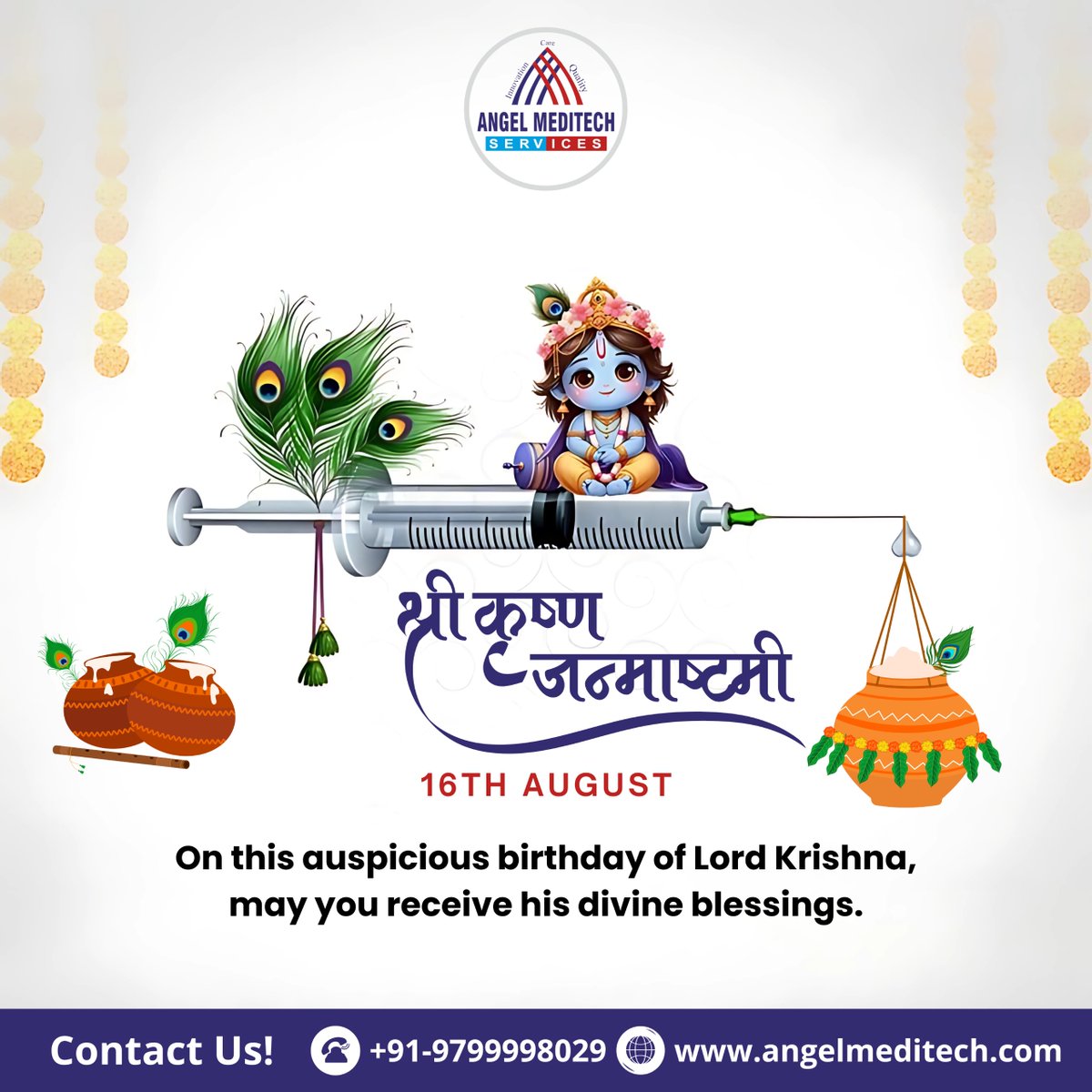 angel_meditech's tweet photo. Happy Janmashtami! 🌼

For More Info:
.
Visit US: 
.
Contact us: +91-97999 98029
.
Website: https://t.co/olts6Dtkjm
.
#healthcaresolutions #jaipurhealthcare #angelmeditech #Janmashtami #KrishnaJanmashtami #JaiShriKrishna #KrishnaBhakti #Kanha #Gopal #MakhanChor #KrishnaPrem https://t.co/xcnjh54JD3