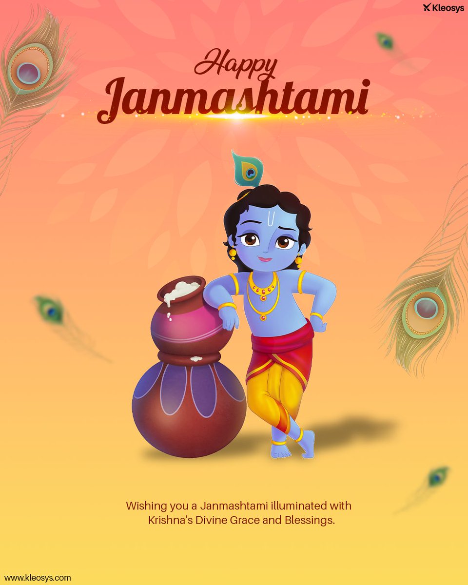 kleosys_global's tweet image. 🦚🌼Happy Janmashtami!🌼🦚

May Lord Krishna’s divine flute fill your heart with melody,his blessings shower your life with joy, and his love guide you towards peace and happiness.

💛Jai Shri Krishna!🙏✨

#kleosys #happyjanmashtami #janmashtami2025🦚#krishnabhakti #kanhaji