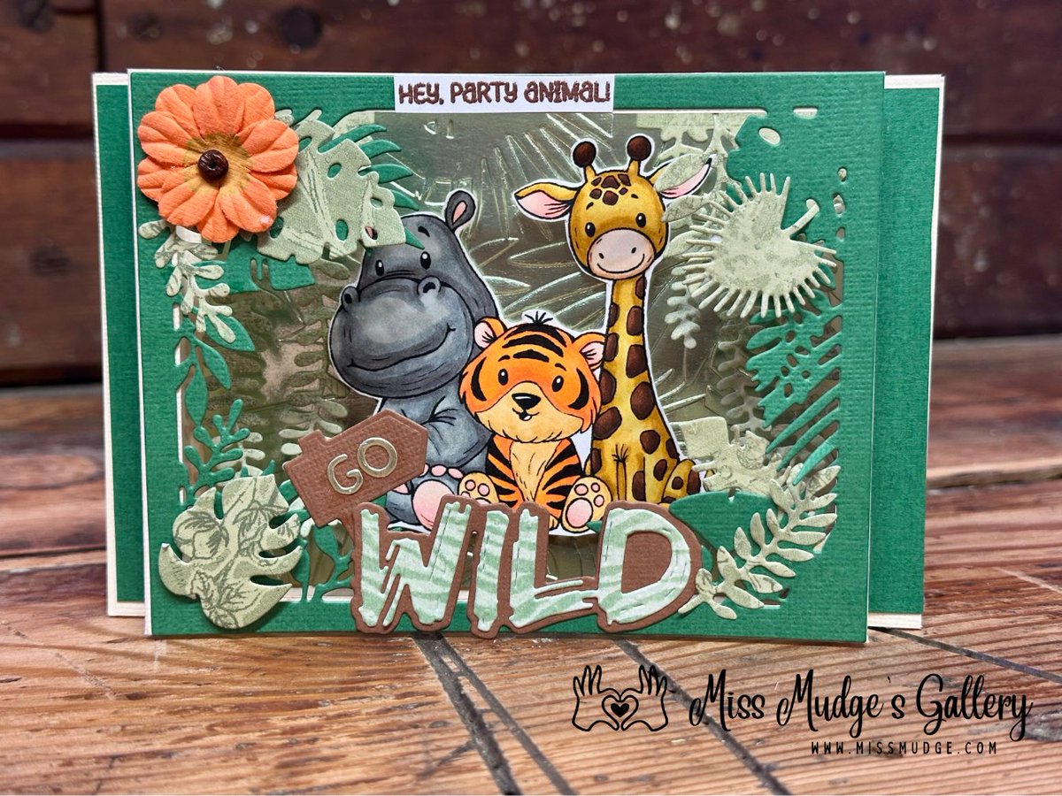 MrsMudge2009's tweet photo. Go wild with this jungle-themed Diorama card for @DisDigiStamps Challenge! Featuring tons of die cuts, tropical vibes, and the adorable "Safari Cute" image! 🌿🦁🌺 #papercraft #cardmaking #dies https://t.co/3lZXHFvFK6