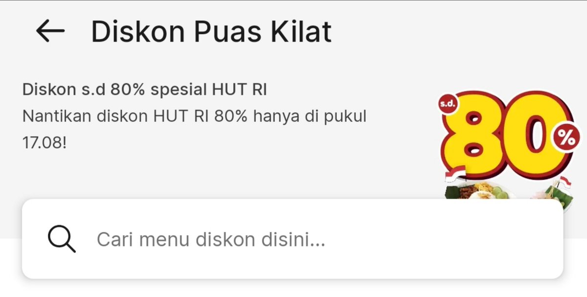 i_m_mortal_'s tweet photo. GrabFood Diskon Kilat 80%
(setiap jam 17:08, 16-18 Ags)

*Diskon 80% s/d 45k, minbel 17k
*berlaku sesuai zona waktu masing-masing wilayah

berlaku untuk restoran tertentu
https://t.co/mnz7loEsA3 https://t.co/Bdb3viggIf