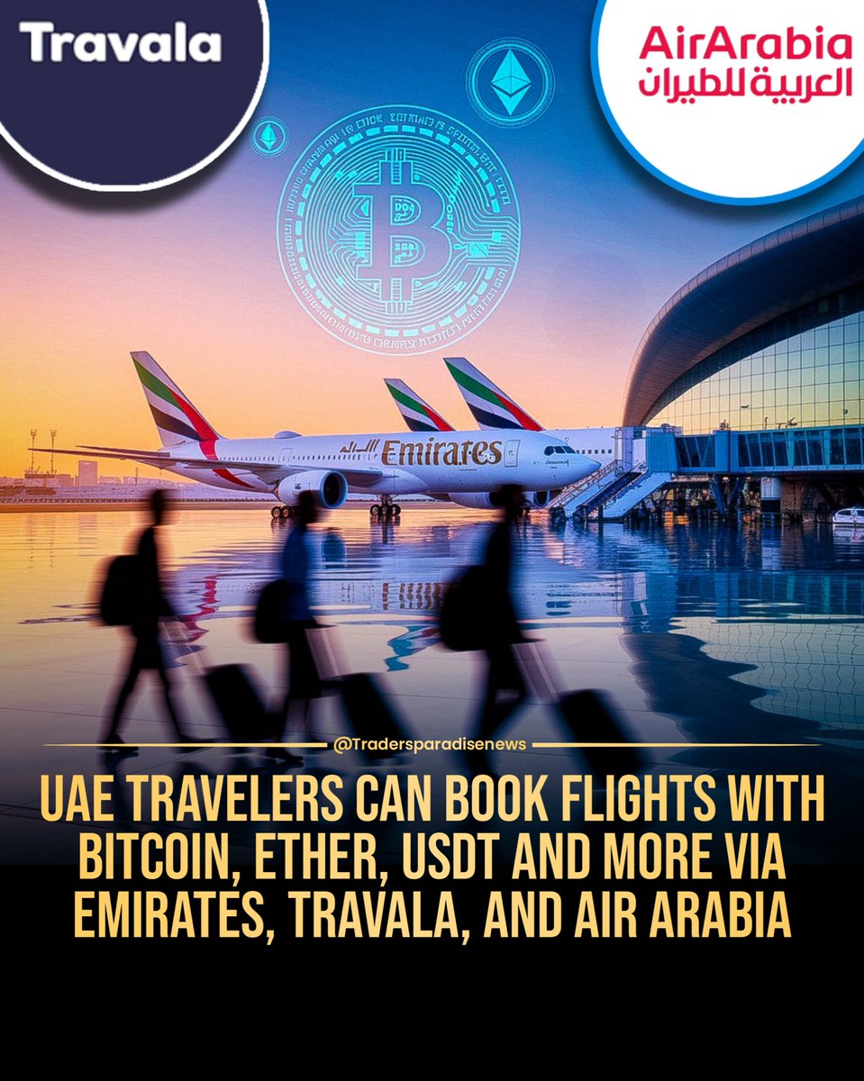 🇦🇪 UAE travelers can book flights with Bitcoin, Ether, USDT and more via  Emirates, Travala, and Air Arabia.