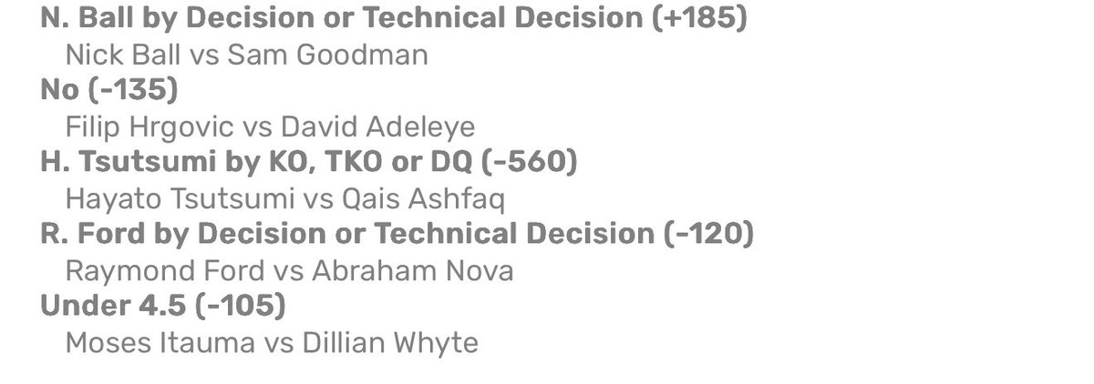 If you want to tail, risky one is hrgovic and ball upset by sam