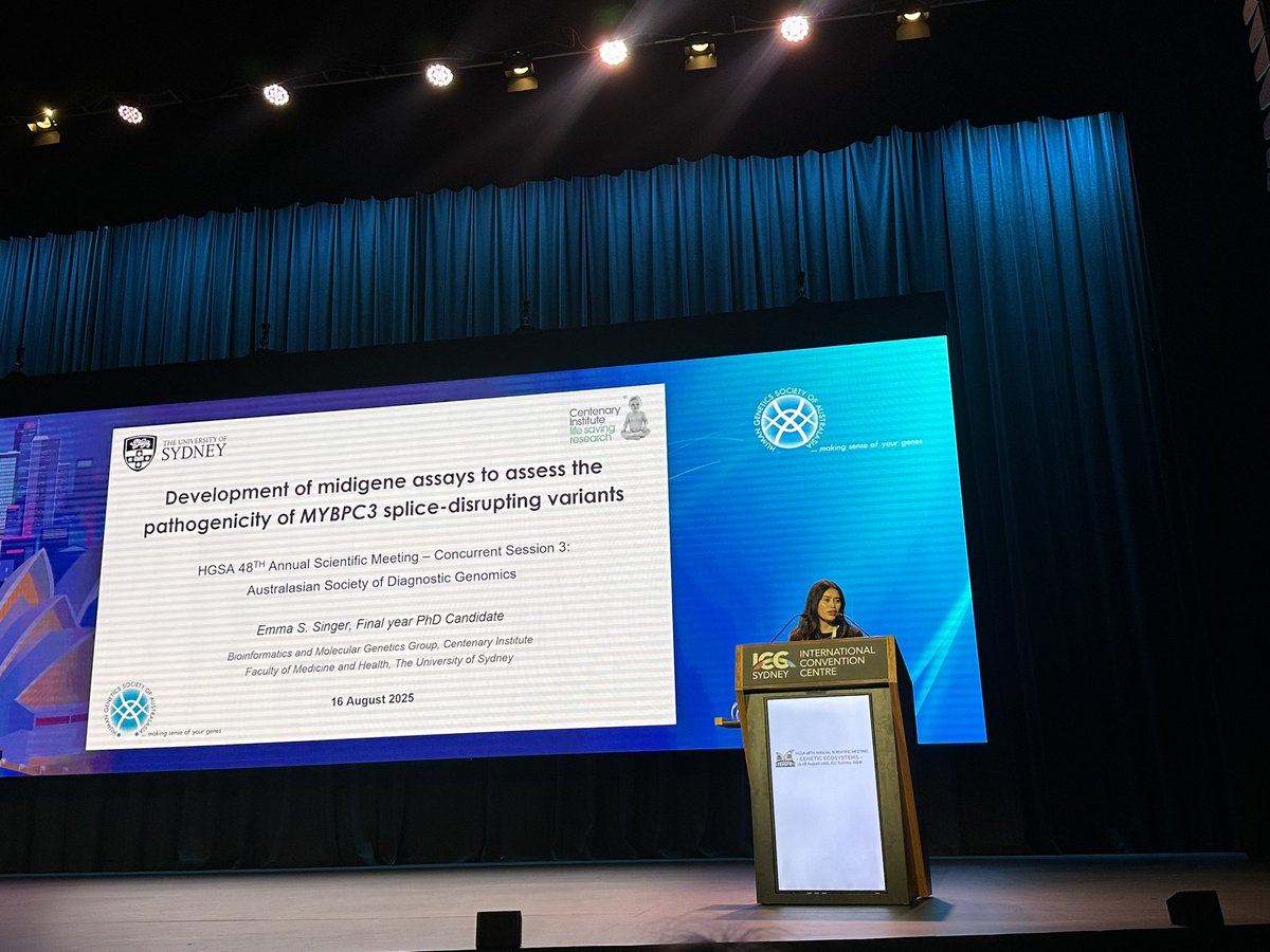 💡<a href="/emssinger/">Emma Singer</a> 🌟
Emma is presenting her PhD work in functional validating MYBPC3 splice variants in midigene assays
Gooo Emma🙌

#HGSA2025