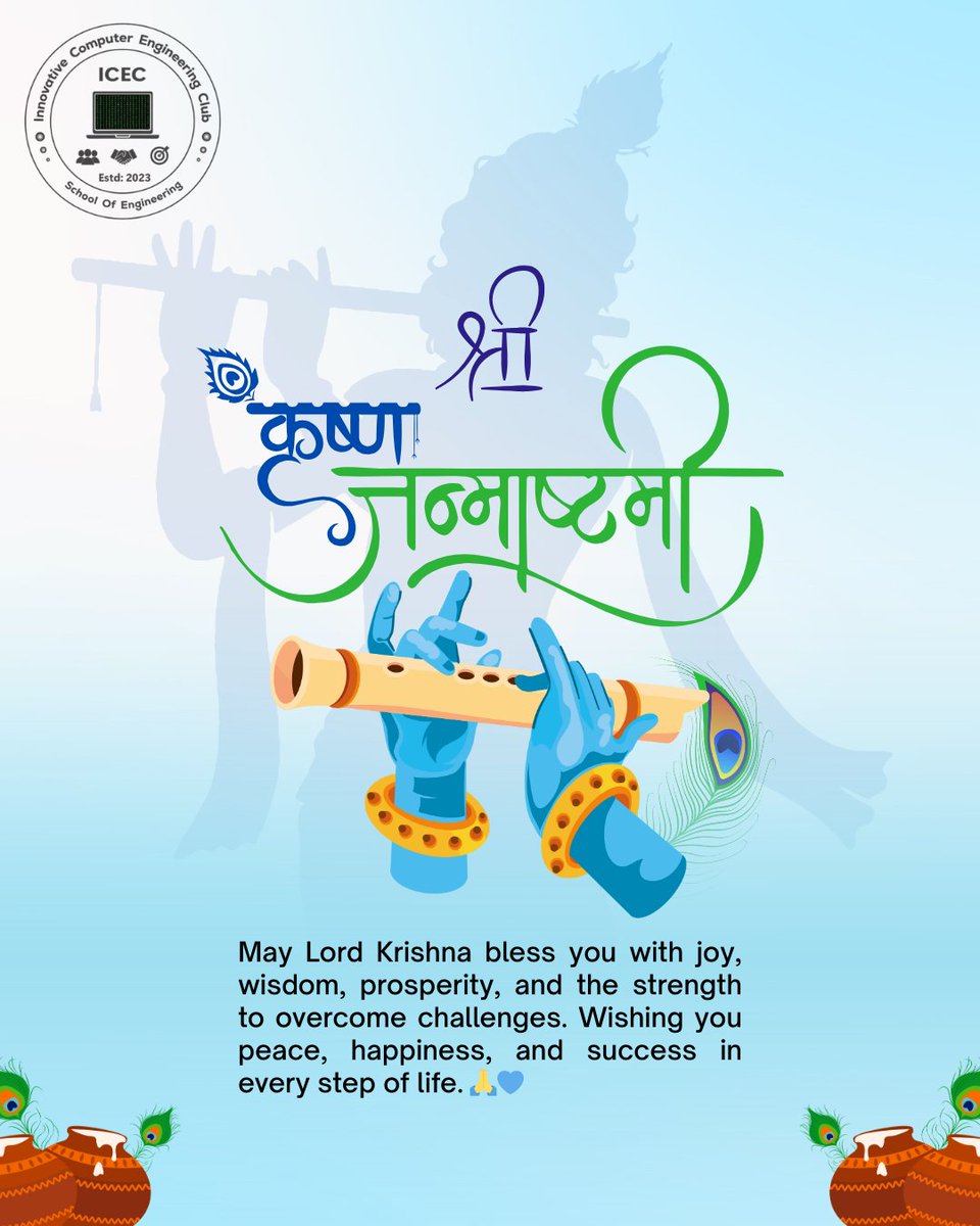 icecfwu's tweet photo. Happy Shree Krishna Janmashtami! 🌸May Lord Krishna’s divine blessings bring joy, wisdom, and prosperity to your life. 💙🙏#ShreeKrishnaJanmashtami #iCEC https://t.co/tzWmfRsqj3