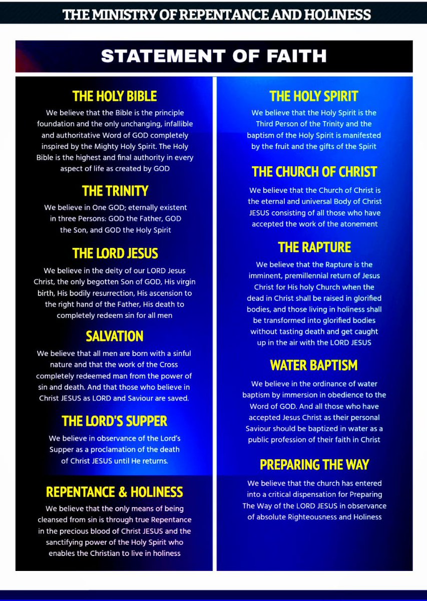 Cyrus (@cyrus0477) on Twitter photo Welcome to our Sunday Services at our various Altars Globally
Ministry of Repentance and Holiness
Tel ☎️: +254715276091 or email repentoffice@gmail.com Welcome to our Sunday Services at our various Altars Globally
Ministry of Repentance and Holiness
Tel ☎️: +254715276091 or email repentoffice@gmail.com