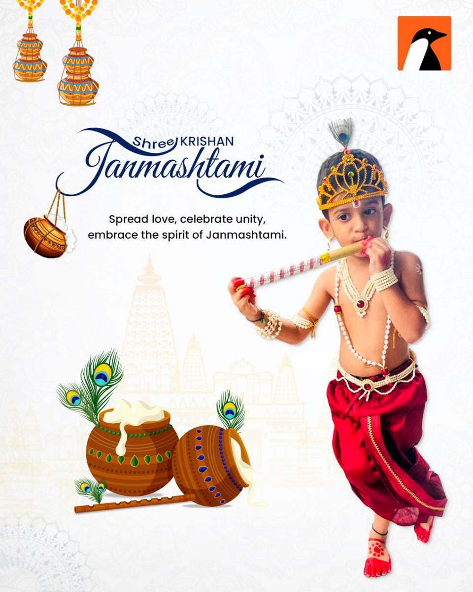 PengwinSOLN's tweet photo. On this Krishna Janmashtami, let’s celebrate the spirit of love, joy &amp; harmony. 🌸
May Lord Krishna’s blessings guide us to peace, positivity &amp; success. 💙✨
Pengwin Solutions wishes you a Happy Janmashtami! 🙏

#HappyJanmashtami #Janmashtami2025 #JaiShriKrishna #FestivalVibes https://t.co/08PnA1ySXS