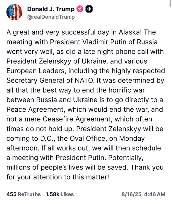 Trump says he's scrapped ceasefire negotiations and is focused on an agreement to completely end the war instead.