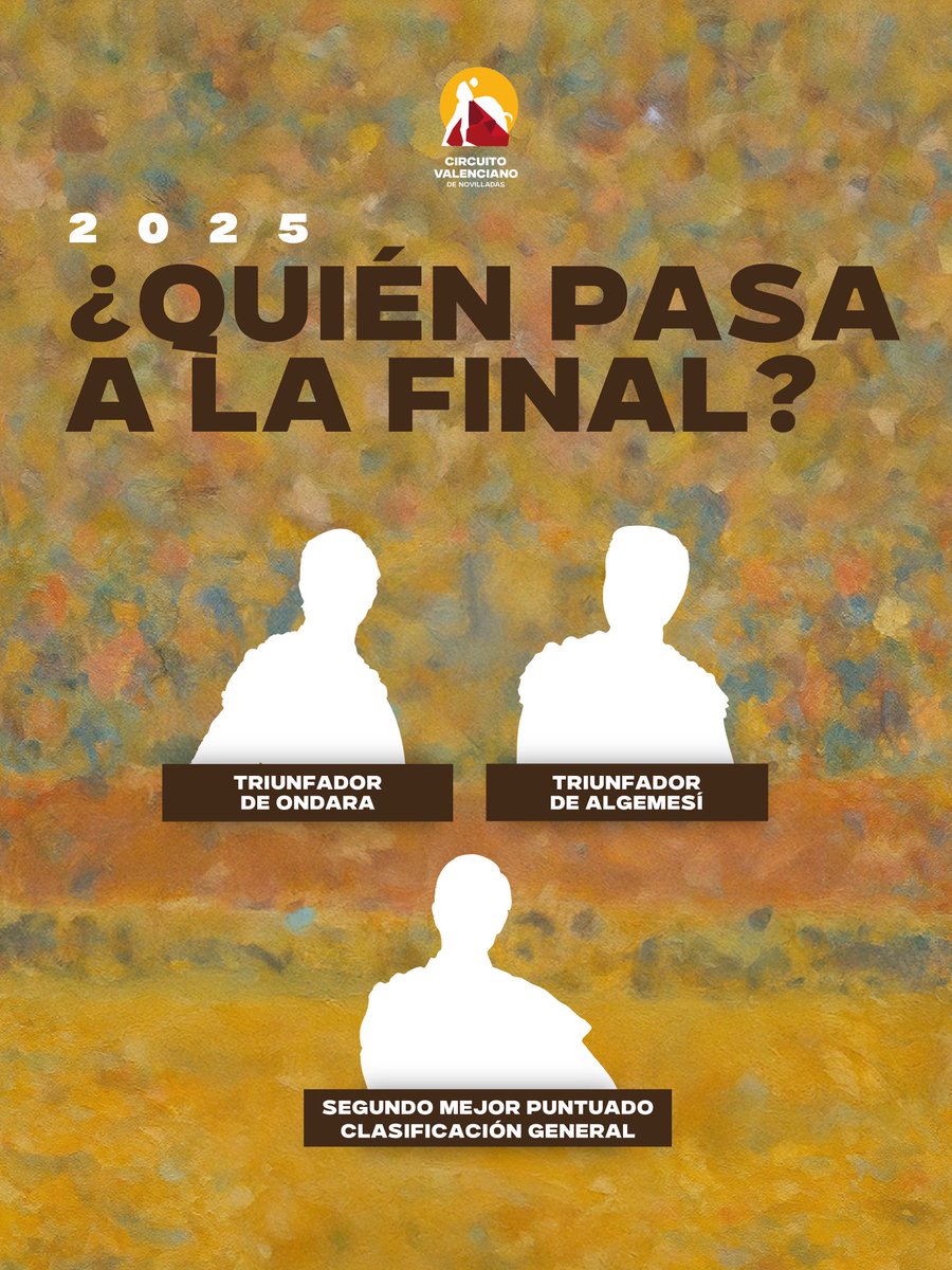 🙌🏼os dejamos los tres novilleros que pasarán a la Gran Final💥

▫️Triunfador de la semifinal de Ondara

▪️Triunfador de la 
 semifinal de Algemesí

🔸 Segundo con mayor puntuación de la clasificación general 

Comentar qué tres creéis que serán💬

#circuitovalencianodenovilladas