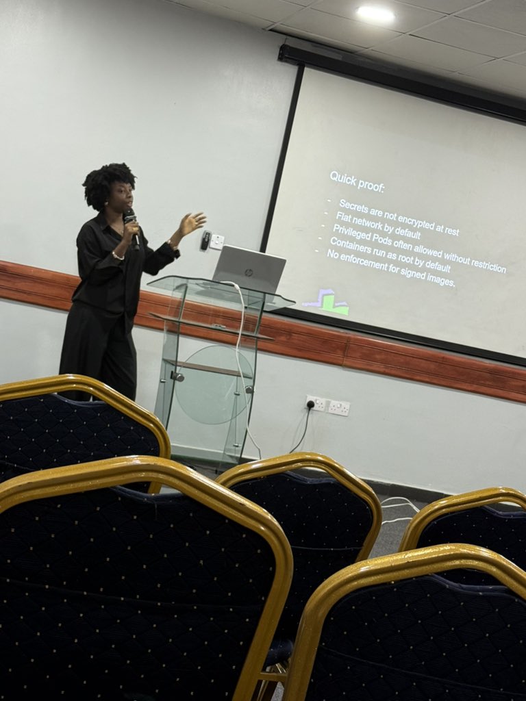 _ceceji's tweet image. Holla! I am at the @oscaafrica festival 2025 #oscafest25 #beyondborders

currently listening to @amaraIheanach0  the kubernetes girlie 👧 speaking on “The kubernetes attack Surface”

Also enjoyed the session by @malkrite on “open source opportunities in Bitcoin”