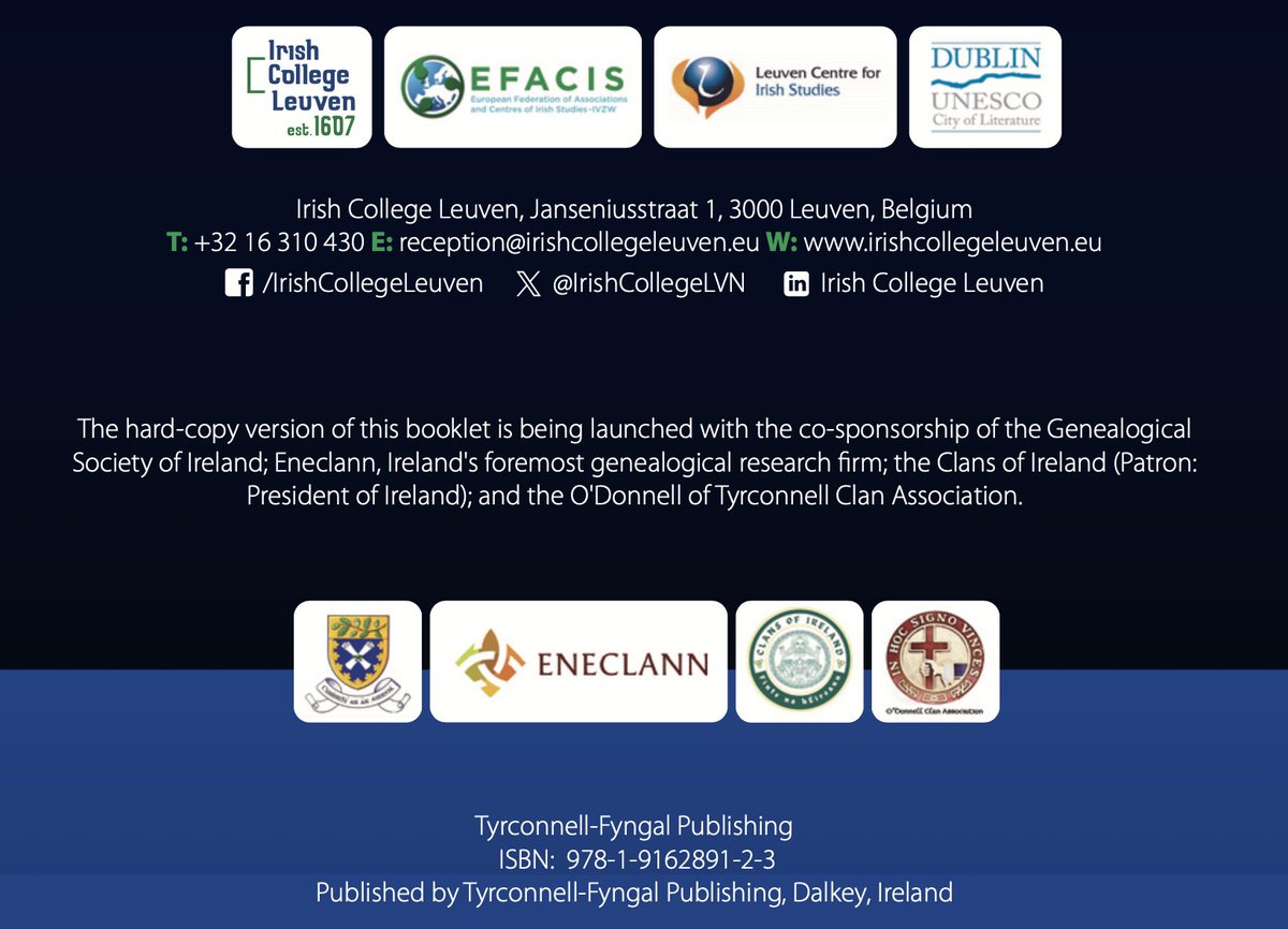 On 5 September in the Royal Irish Academy, launch of booklet "Memorialising Emigré Dignity" now fully-booked. Co-sponsored by Clans of Ireland (Patron: President of Ireland); Eneclann Ltd/Irish Family History Centre (Ireland's top genealogical research company); Genealogical