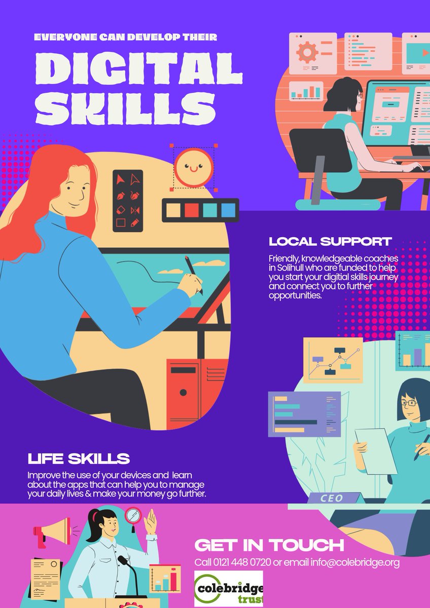 We're looking to support as many #Solihull residents as possible to improve their IT / digital skills.  The support is free and delivered by local coaches.  Please share.