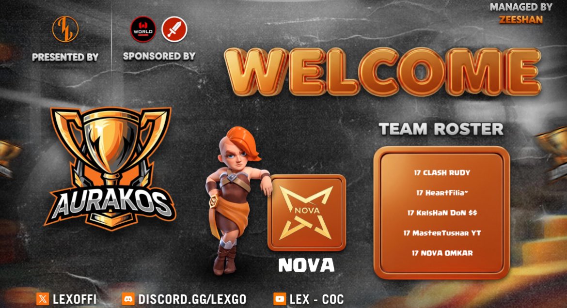 NOVA (@nova__coc) on Twitter photo Thank you, <a href="/ClashRecruiter/">Clash Recruiter</a> <a href="/WBB_Bases/">World Base Building</a> <a href="/LEXoffi/">LEX</a> , for accepting us into your tournament. We will do our best and aim to win it!
<a href="/CoCEsports/">Clash of Clans Esports</a> #TogetherWeConquer Thank you, <a href="/ClashRecruiter/">Clash Recruiter</a> <a href="/WBB_Bases/">World Base Building</a> <a href="/LEXoffi/">LEX</a> , for accepting us into your tournament. We will do our best and aim to win it!
<a href="/CoCEsports/">Clash of Clans Esports</a> #TogetherWeConquer
