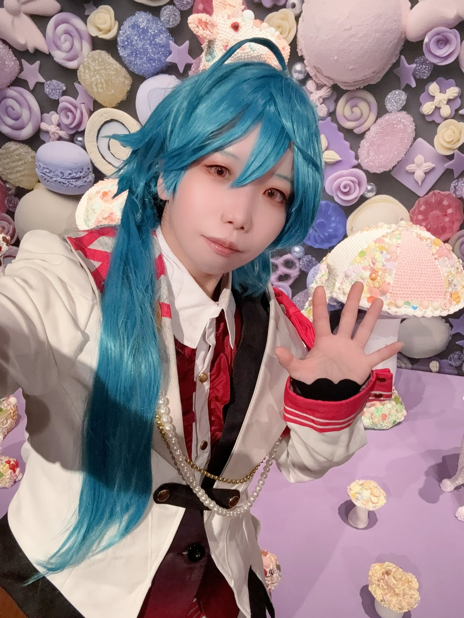 シーグラスアート 大きなリボンといちごのお月様♪ いちごあげようとしすぎ(🍓)