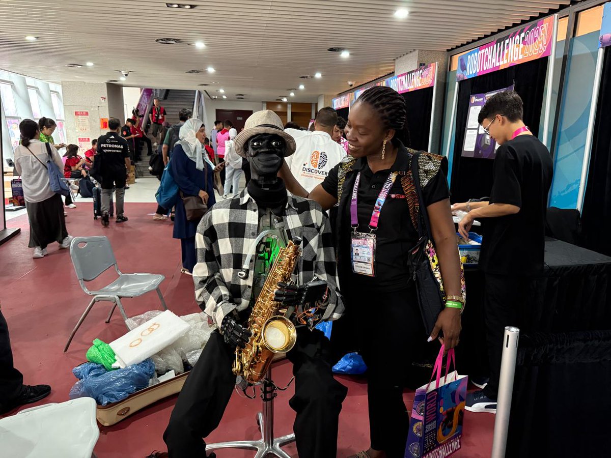 stemtrix's tweet image. Stemtrix Director sharing a moment with Robby Brown, the humanoid robot saxophonist, at RobotChallenge 2025 in Beijing China.
#StemtrixRobotics #RobotChallenge2025 #FutureOfSTEM #RoboticsInnovation #STEMEducationKenya