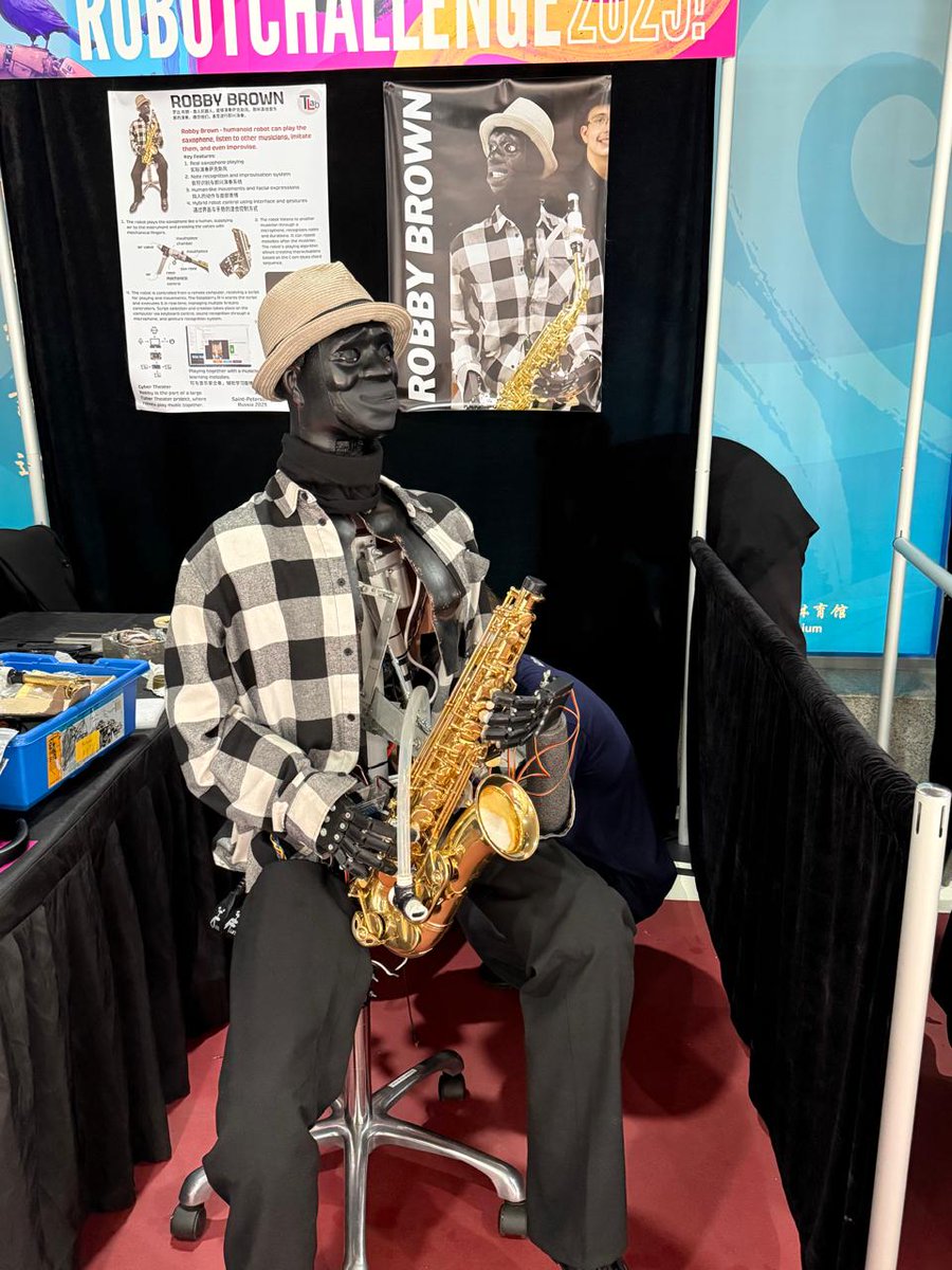 stemtrix's tweet image. Stemtrix Director sharing a moment with Robby Brown, the humanoid robot saxophonist, at RobotChallenge 2025 in Beijing China.
#StemtrixRobotics #RobotChallenge2025 #FutureOfSTEM #RoboticsInnovation #STEMEducationKenya