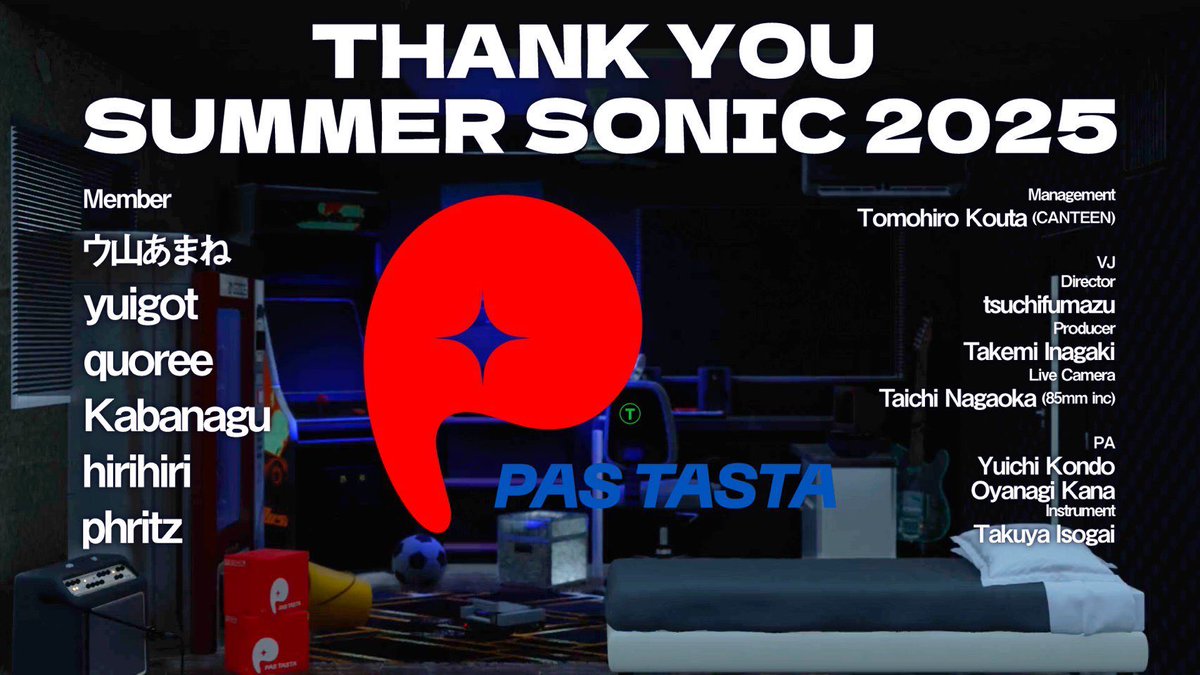 &gt;&gt; thanks

2025.08.16 @千葉 海浜幕張
『SUMMER SONIC 2025 TOKYO』
<a href="/summer_sonic/">SUMMER SONIC</a> #summersonic 

　　🪩⚡️ PAS TASTA ⚡️🪩

#サマソニ ありがとうございました！