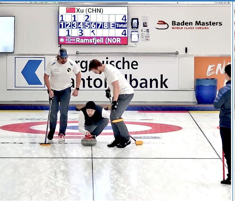 ciaomichaella's tweet image. Look who Team Ramsfjell brought in as a super spare for skip Magnus--Steffen Walstad and his beanie! @nikedinshat @brucemouats_hat @chrisplyshat  #curling #BadenMasters