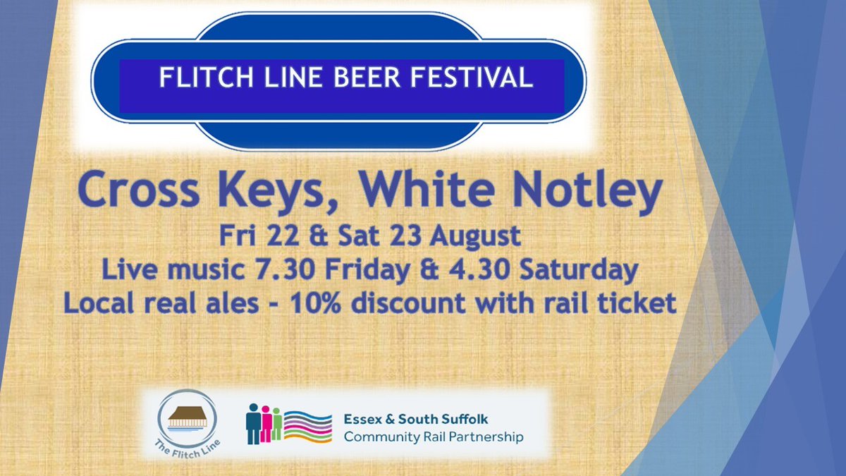 Don't forget - there's a beer festival on at the Cross Keys pub this coming bank holiday! Why not drop by after catching a <a href="/greateranglia/">Greater Anglia</a> service to White Notley. It's just a five minute walk from the station.