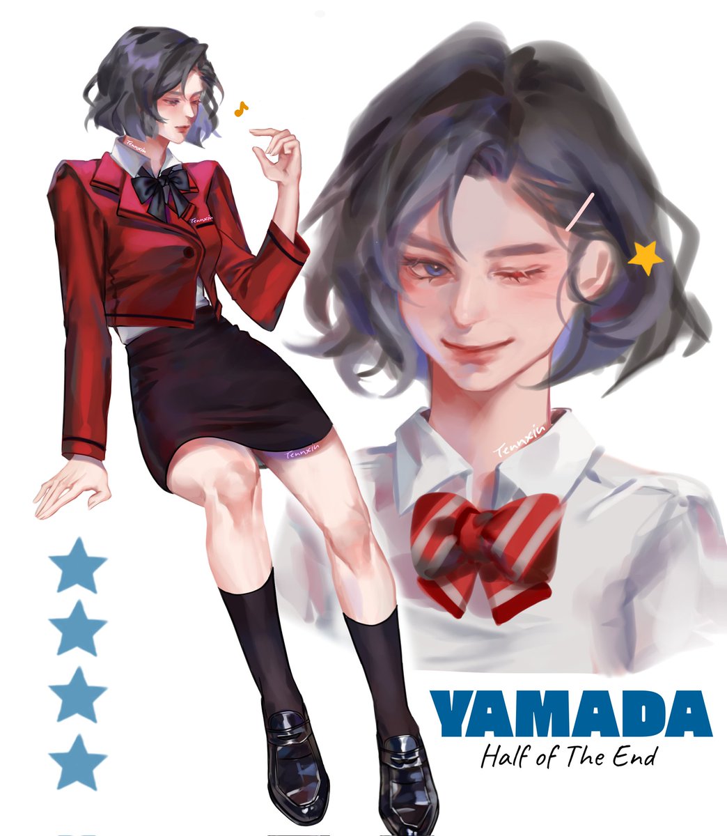 Another charcter from Half of The End 😋
Yamada Keiko! ⭐️ 
Our very enthusiastic journalist, her goal is to be honest and relevant, focusing on the minority.

She can come off as very forward and 'too much', no censorship, just brutal truth.