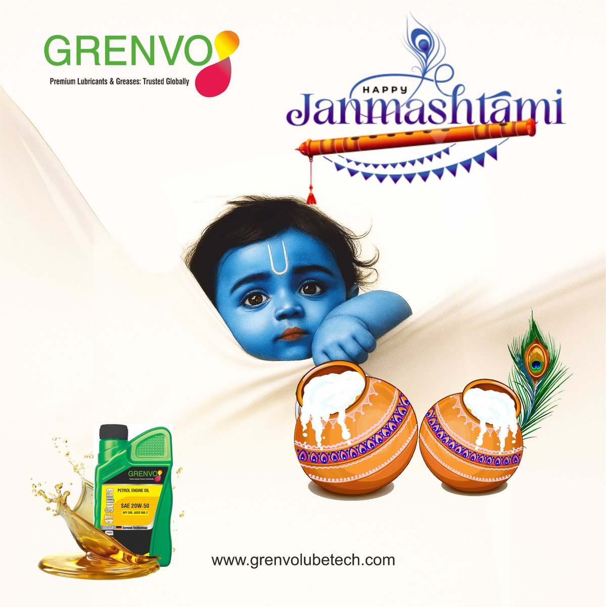 GrenvoL's tweet photo. #HappyJanmashtami #grenvolubetech #premiumquality #grease #lubes #quality #manufacturer #lubricants #innovation #Sustainability #Technology #researchanddevelopment #patents #QualityFirst #HSE https://t.co/WZwaBa9VYq