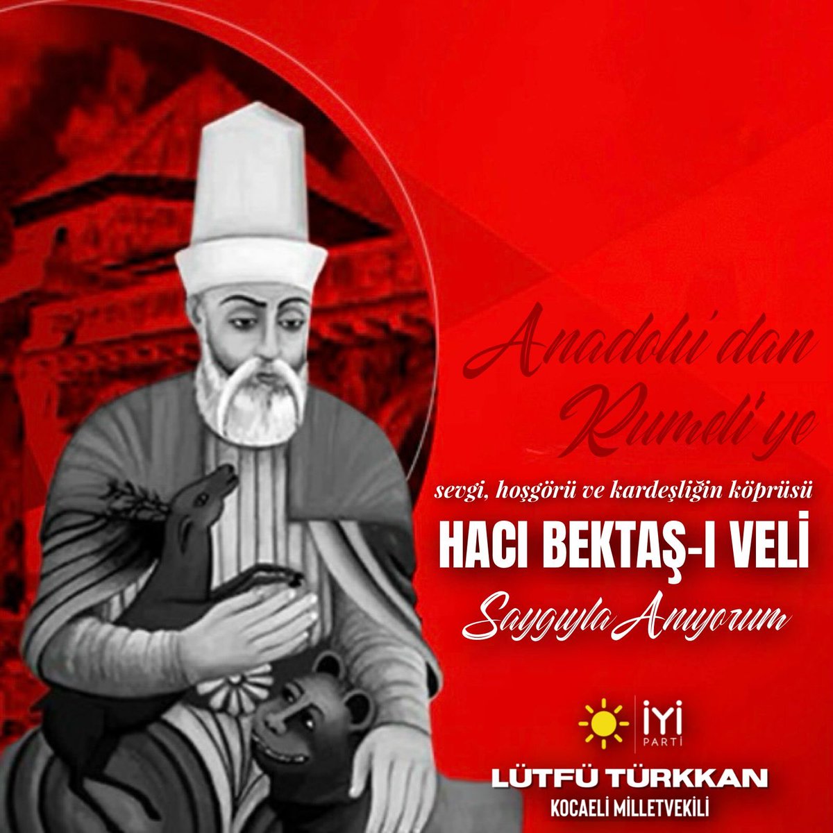 Vuslatın 754. yıl dönümünde; hoşgörünün, adaletin ve kardeşliğin kutlu sesi Hacı Bektaş-ı Veli’yi rahmetle ve saygıyla anıyorum..🙏