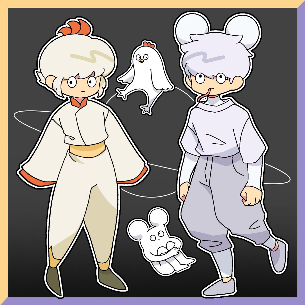 ニワトリとネズミ擬人化！