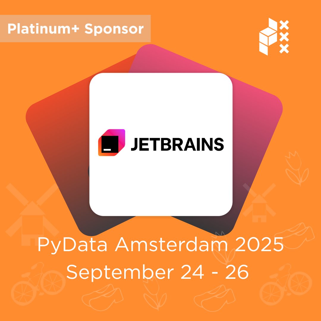 pydataamsterdam's tweet image. 🧩 We’re thrilled to welcome @jetbrains as a Platinum+ Sponsor for #PDAmsterdam2025! After joining &amp;amp; supporting us last year, JetBrains is returning for the second year in a row, continuing their commitment to supporting the data and AI community. 🎟️amsterdam.pydata.org/conference