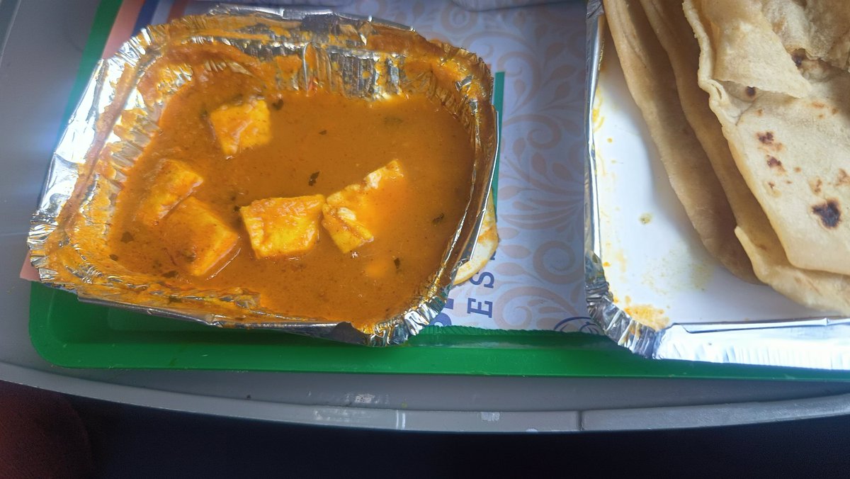Kunkasurendra's tweet photo. @RailMadad @IRCTCofficial @eCateringIRCTC 

PNR: 8636433501

Food quality on Vande Bharat is very poor. Dal is watery, rice undercooked, paneer dish watery &amp; gulab jamun smells bad. Roadside food is better than what’s served onboard. Please take action. https://t.co/Ph5BWlyCCl