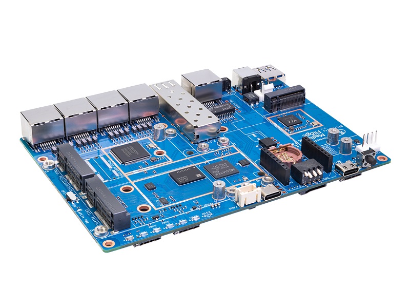 BPI-R4 Lite smart router board with MediaTek MT7987A 4-core Arm Cortex-A53, 2GB DDR4 and 8G eMMCd. 1 2.5G SFP and 1 2.5G RJ45 WAN , support 4 x 1G RJ45 LAN port. support M.2 for 4G/5G module.1x miniPCIe slot with PCIe3.0 2lane interface for Wi-Fi 7 NIC.
docs.banana-pi.org/en/BPI-R4_Lite…