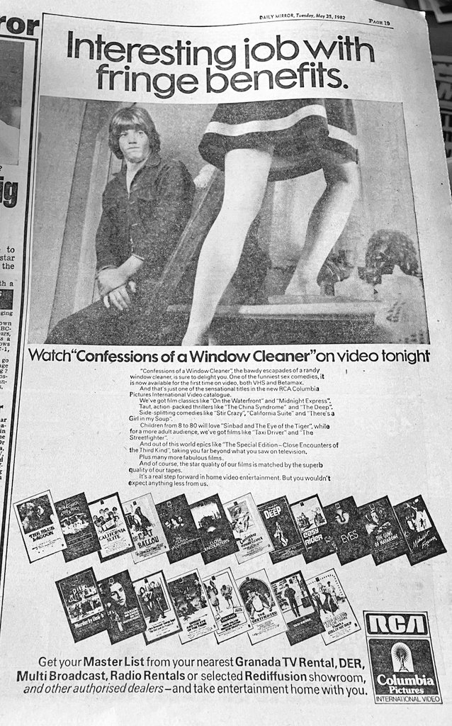 It's 1982, and the classic #ConfessionsOfAWindowCleaner hits video. <a href="/Robin_Askwith/">Robin Askwith</a>