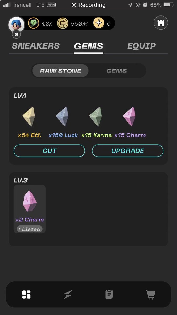 SmaeiliVahid's tweet photo. ▪️Raw Stones Upgrade (Lv 1 -> Lv 2)
🔵 Luck: 50 times, 17 times successful
🟡 Efficiency: 18 times, 8 times successful
🟢 Karma: 5 times, 2 times successful
🟣 Charm: 5 times, 3 times successful
#stepngo #upgrade #rawstone