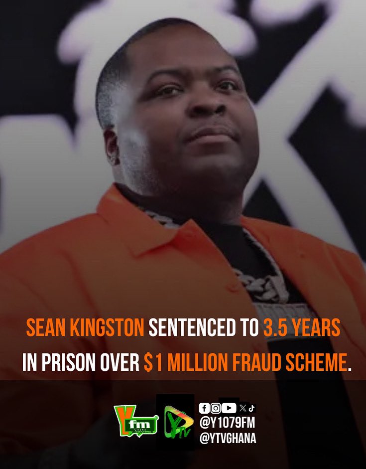 American Rapper/Singer Sean Kingston has been sentenced to 3.5 years in prison for $1 million fraud scheme.

#YUpdates 
#DigiTrendz