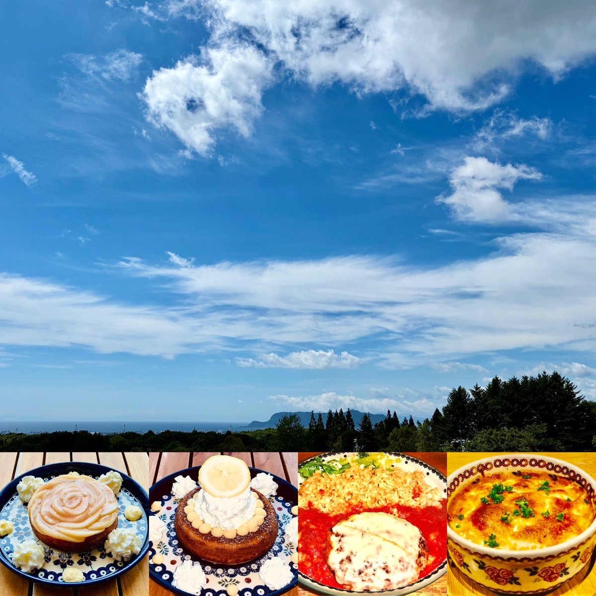 綺麗な空の函館です☀️
景色を眺めながら
お食事楽しんでくださいねー😋

夏限定パンケーキ
桃のパンケーキ
レモンパンケーキ

自家製トマトソース
ハンバーグ

自家製エビクリーム
ドリア

ご来店をお待ちしています🙇‍♂️