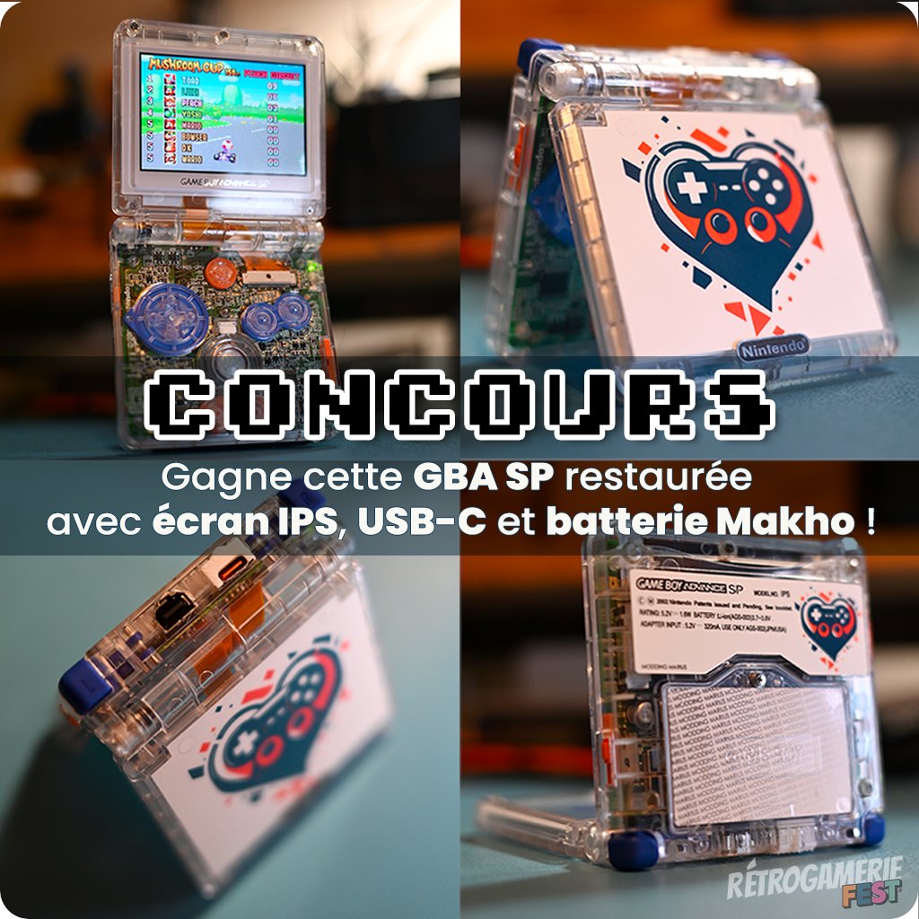La Rétrogamerie (@retrogamerie) on Twitter photo Nouveau #concours 🍀
Gagne cette GBA SP customisée aux couleurs de la Rétrogamerie faite par moddingmarius.com 🧡
Pour avoir une chance, il faut :
✅Suivre <a href="/moddingmarius/">Modding Marius</a> et <a href="/Retrogamerie/">La Rétrogamerie</a>
✅Liker et partager ce post
⚙️
- Insert et sticker par SakuraRetromodding
- Ecran Nouveau #concours 🍀
Gagne cette GBA SP customisée aux couleurs de la Rétrogamerie faite par moddingmarius.com 🧡
Pour avoir une chance, il faut :
✅Suivre <a href="/moddingmarius/">Modding Marius</a> et <a href="/Retrogamerie/">La Rétrogamerie</a>
✅Liker et partager ce post
⚙️
- Insert et sticker par SakuraRetromodding
- Ecran