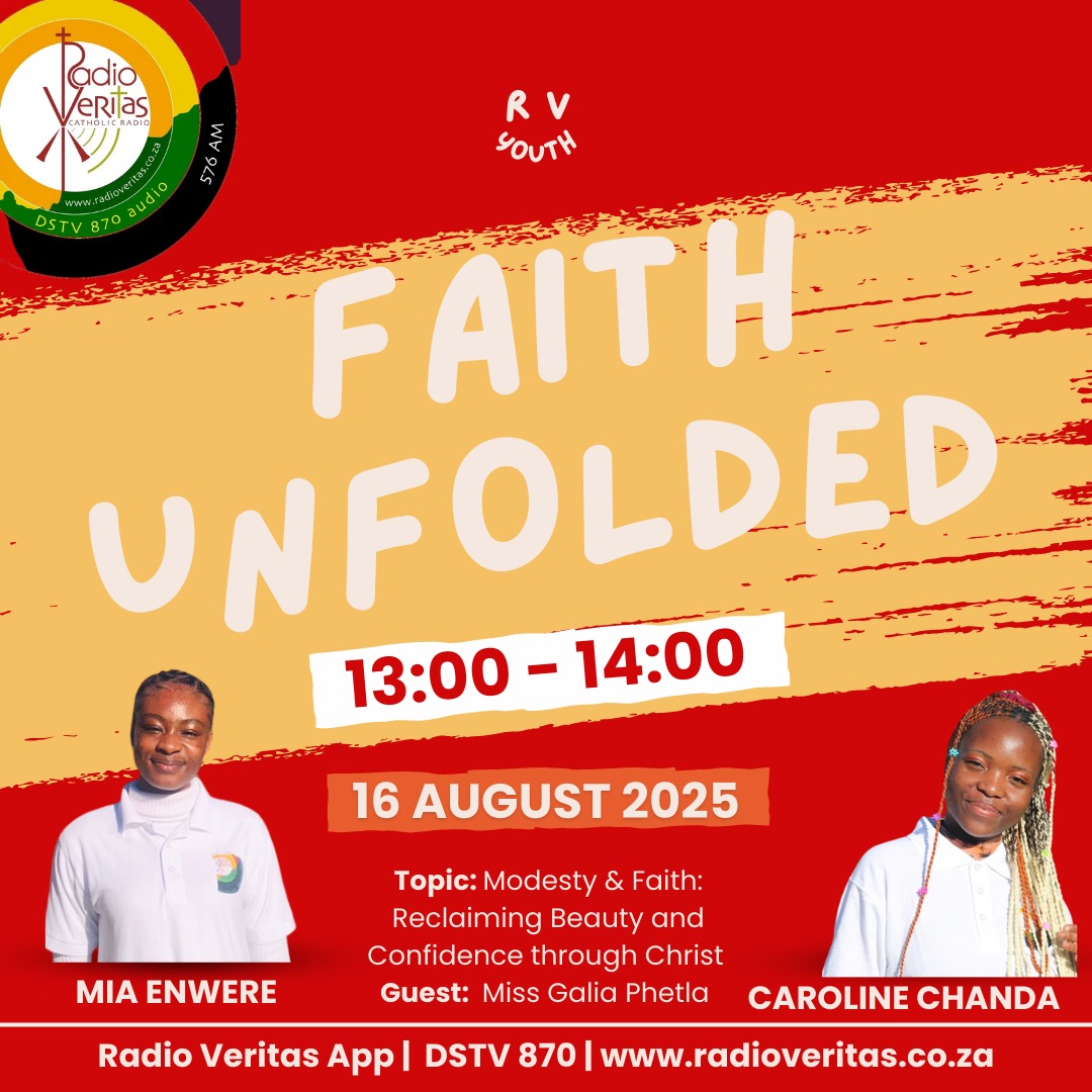 RadioVeritasSA's tweet photo. #RadioVeritasSaturdayProgrammes
#FaithUnfolded with Chinyere Mia Enwere & Caroline Chanda on #RadioVeritasSA #Dstv870 #RadioVeritasApp
π 16 August 2025
β°13:00 - 14:00
#CatholicYouth #YouthMinistry #RadioVeritasYouth #RVCatholicYouth #RVYouthCommunity #RVYouthMinistry https://t.co/8RaFvUoDms