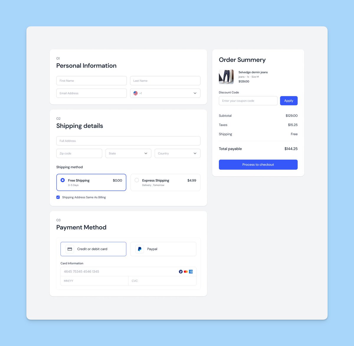 tailgrids's tweet image. 💳 Checkout Made Easy!
Sneak peek of an engaging E-Commerce Checkout Page from TailGrids 3.0