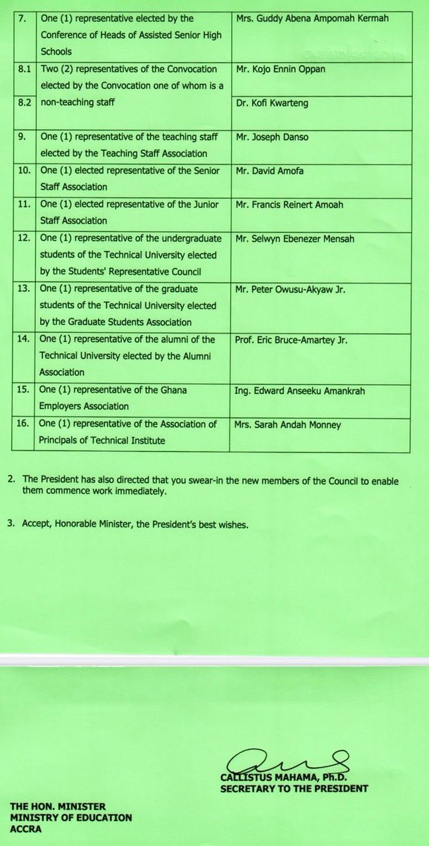 TTU Governing Council Sworn-In by Education Minister 

The Minister of Education, Haruna Iddrisu, has sworn-in a 19-member Governing Council for Takoradi Technical University appointed by the President in consultation with the Council of State, at a short ceremony at GTEC