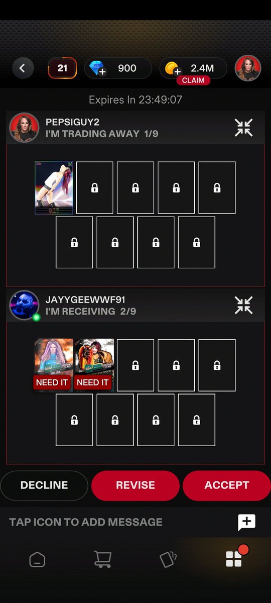 RogueSugahPunk's tweet image. I'm so picky when it comes to #ToppsSlam

Being offered a Nia Jax and Asuka Iconic for my Iyo Sky, and I know I like them both... But I don't like the card designs at all. So I don't really want to accept.