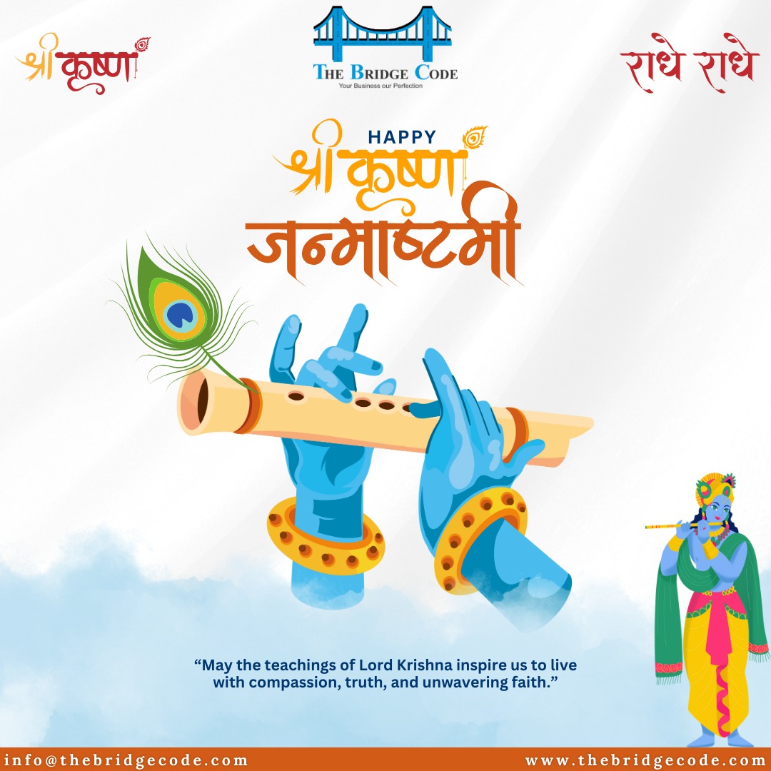 thebridgecode's tweet image. Happy Janmashtami!
On this sacred day, let’s celebrate the birth of Lord Krishna the divine protector, the playful Makhan Chor, and the symbol of wisdom, love, and righteousness. May His flute bring the melody of peace into your life.

#HappyJanmashtami #JaiShriKrishna #Krishna