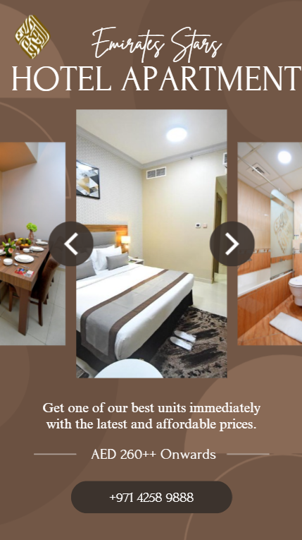 StarsEmirates's tweet photo. β¨ Experience comfort & elegance at Emirates Stars Hotel Apartment Dubaiβ¨
Spacious rooms β’ Modern amenities β’ Affordable luxury
π Starting from AED 260++ onwards
π Call us today: +971 4258 9888
#dubaistyle #hotelapartmentsdubai #affordableluxury #emiratesstars #hotelsmearme #onebedrooms #TwoBedroomApartments