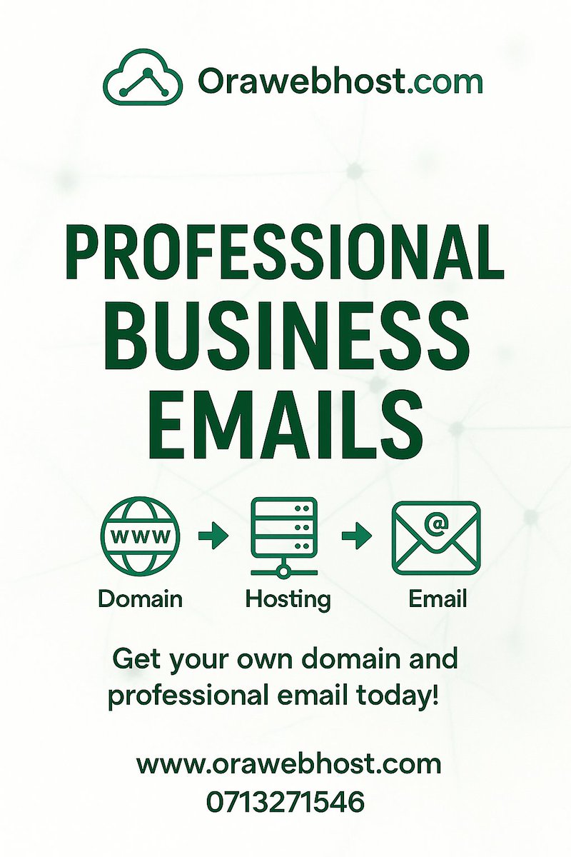 First impressions matter. Get your professional email now and look credible from day one!

Call 0713271546 or visit orawebhost.com.