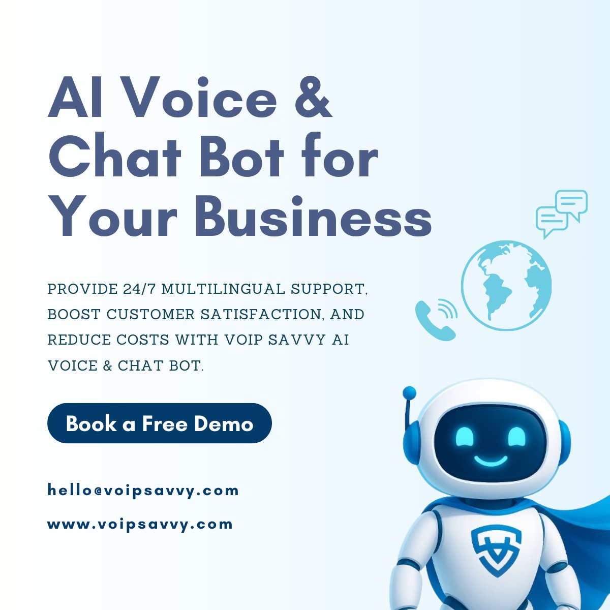 SavvyVoip's tweet photo. Introducing VoIP Savvy AI Voice Bot 🚀
Your 24/7 multilingual agent: English, Arabic, French, Spanish, Portuguese, German, and more
→ Support customers
→ Book appointments
→ Collect payments
→ Run campaigns
Book a free demo: hello@voipsavvy.com
#VoIPSavvy #AI #VoiceBot #VoIP https://t.co/T3MSTU8ObR