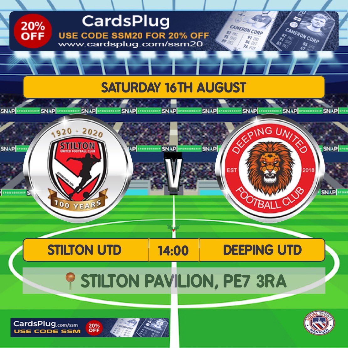‼️MATCHDAY‼️

🔴 Stilton United FC VS Deeping United FC
🗓 Sunday 16th August 
📍 Stilton Pavilion
🏆 League Fixture
⏰ 2PM KO 

First game of the season for our first team in division four. 

All welcome 🔴⚽️👍🏻