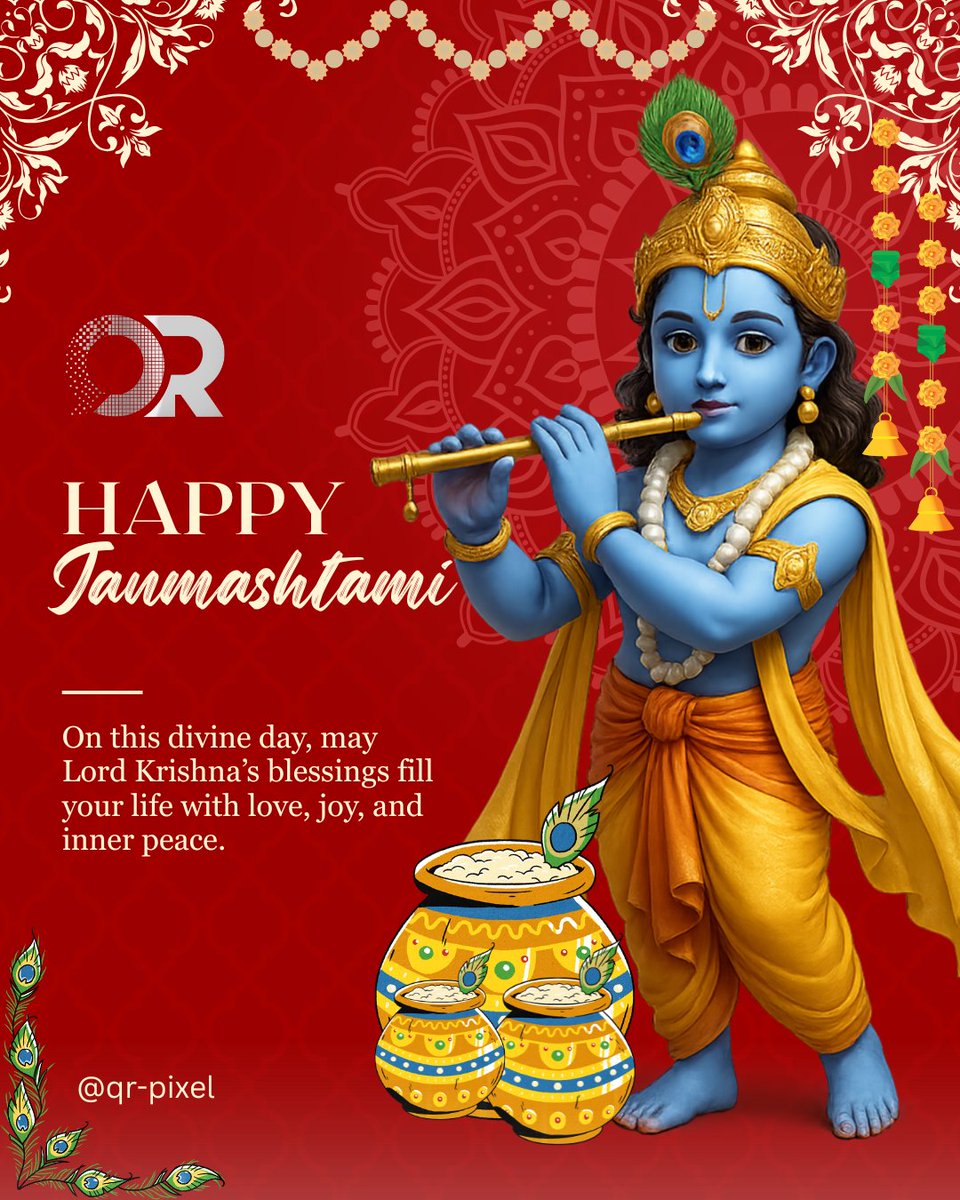 QR_Pixel_LED's tweet image. On this divine day, may Lord Krishna’s blessings fill your life with love, joy, and inner peace. 🪭🪶🌺🌼🌸🙏
.
.

#janmashtami #krishna #krishnajanmashtami #lordkrishna #radhakrishna #vrindavan #janmashtamispecial #radheradhe #kanha #radhekrishna #jaishreekrishna #harekrishna