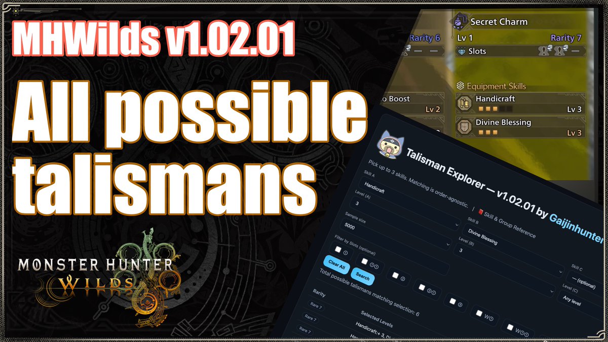 New Vid | All possible talismans &amp; talisman search tool I am sharing with the community youtu.be/AzK352RP5o4 RT Welcome! #MHWilds